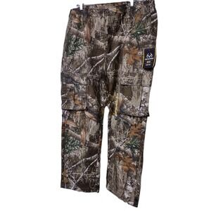 Realtree Camouflage Pants Men's Sz Large 36-38 Button Cargo Pockets Flex Fabric